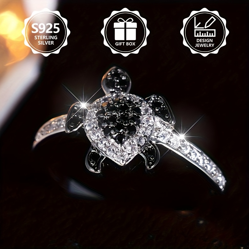 Vintage Style Silver Ring with Turtle Design